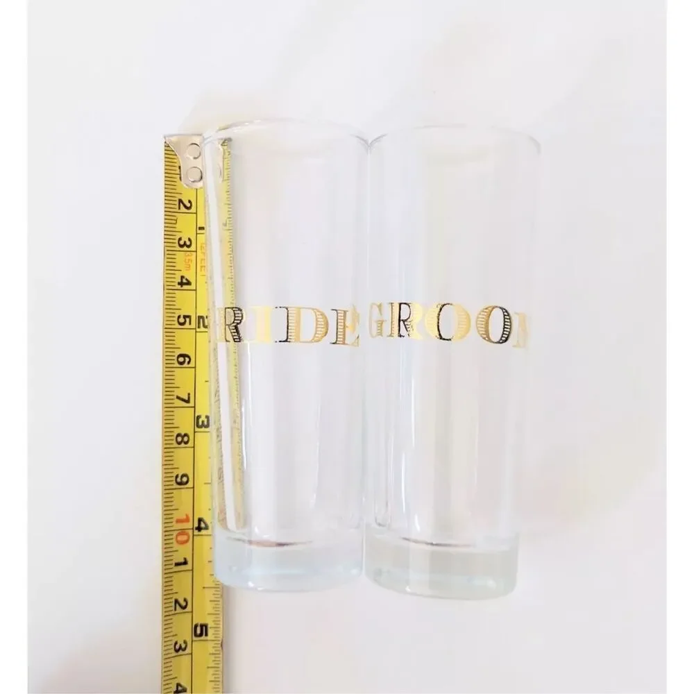 Slant Collections Creative Brands Bride and Groom Set of 2 Shot Glasses 2 Oz NEW